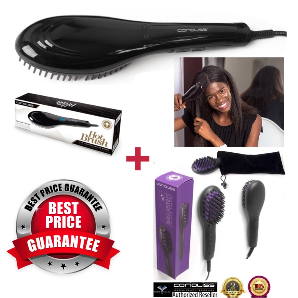 Corioliss Hair Straightener Brush Set Black